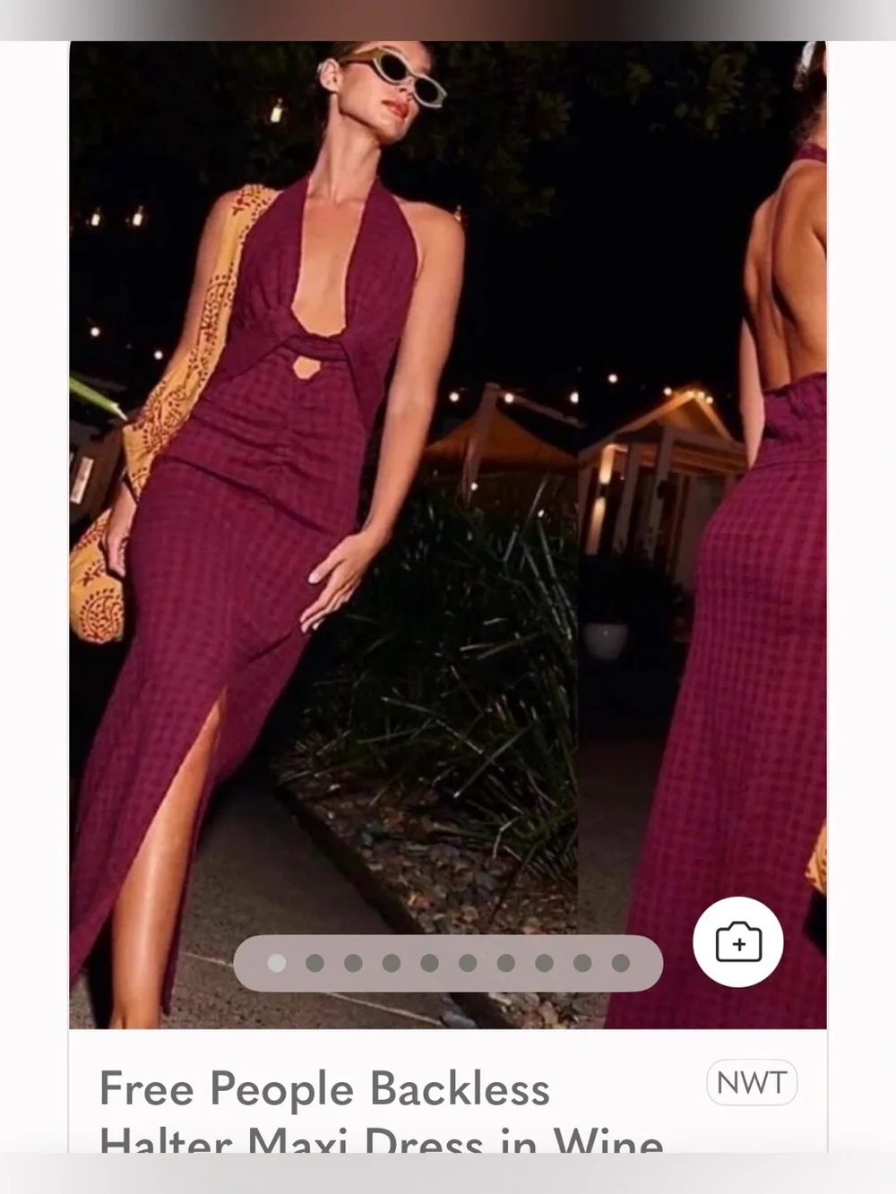 Free People Endless Summer Nya Maxi Backless Halter Dress in Garnett NWT - Picture 5 of 5